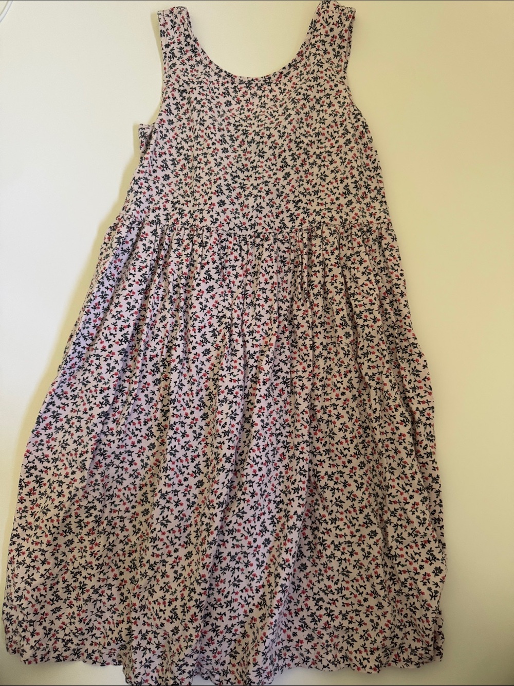 Tucker + Tate Pink and Black Floral A-Line Midi Dress girls size 4 EUC